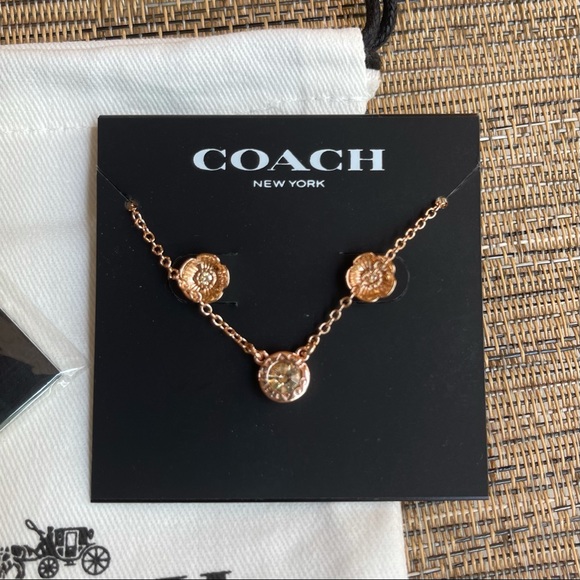 COACH Tea Rose Necklace and Stud Earrings Set - Picture 5 of 6